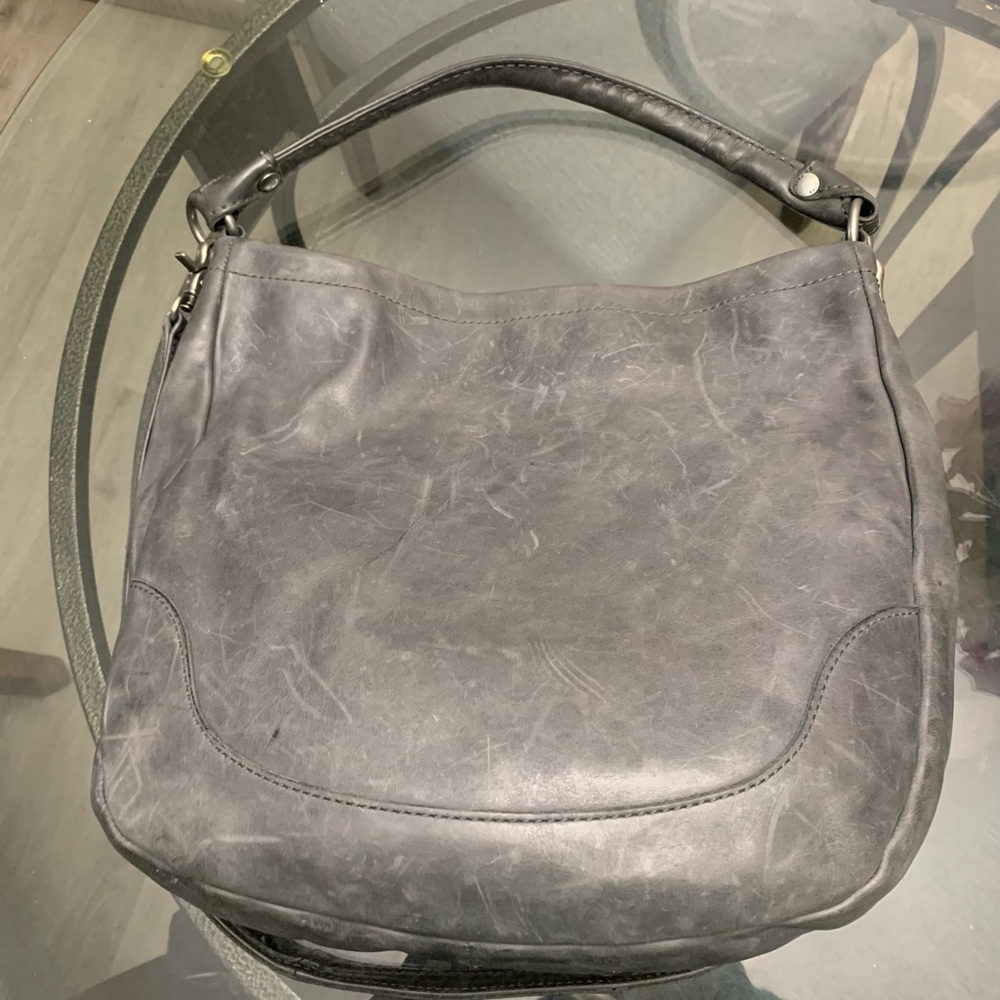 Frye Melissa Gray Leather shoulder hobo Bag